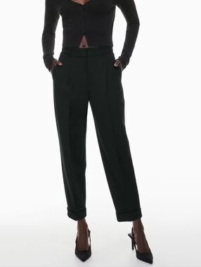 Aritzia Wilfred Dashwood Black High Waisted Straight Leg Cuffed Trouser Pant 4
